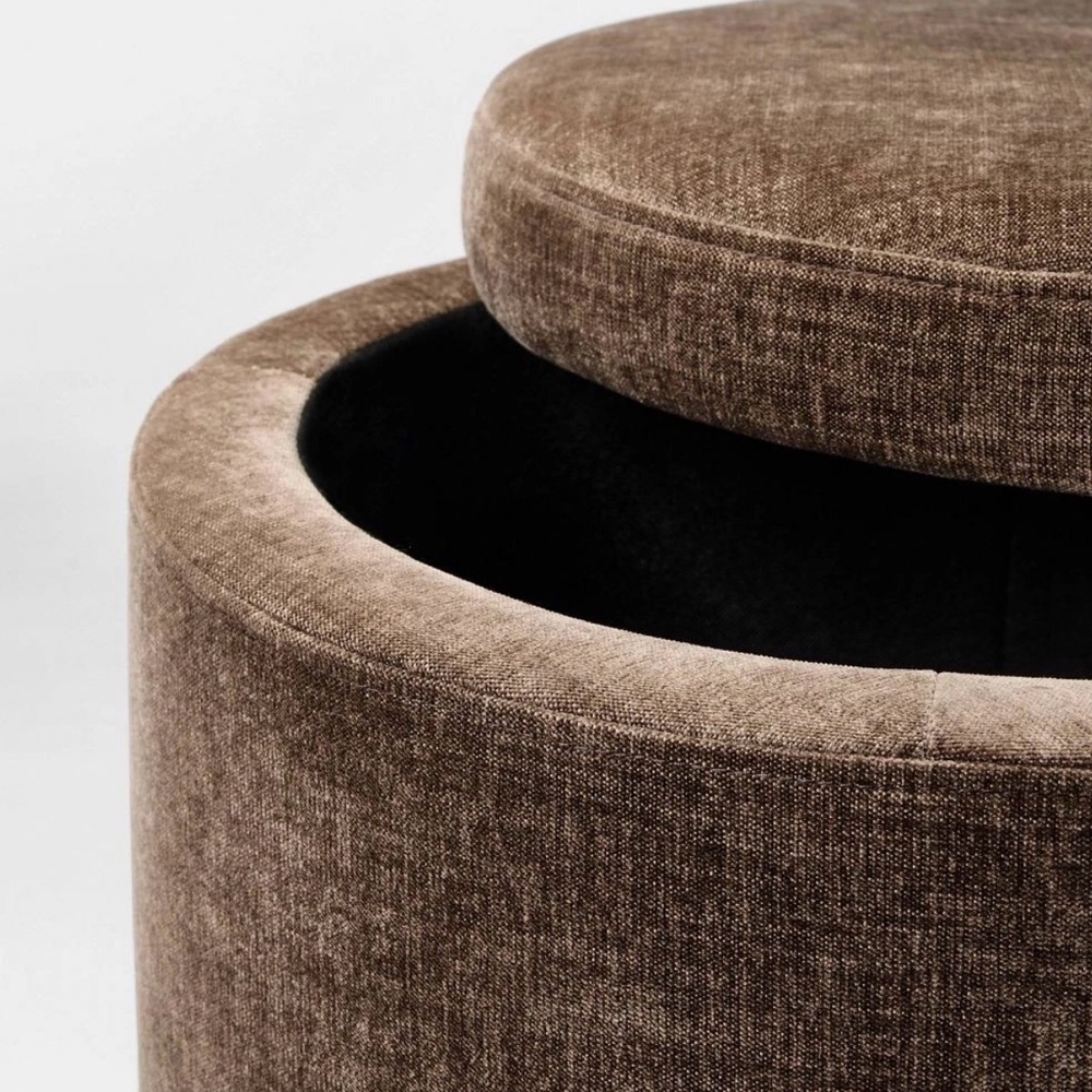 Swivel Storage Brown Ottoman— Threshold designed with Studio McGee - Picture 4 of 6